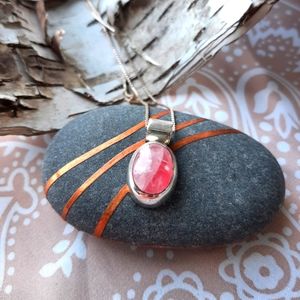 Rose Quartz and Sterling Silver Pendant Necklace